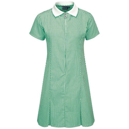 Summer Dress – Gingham design, Green/White