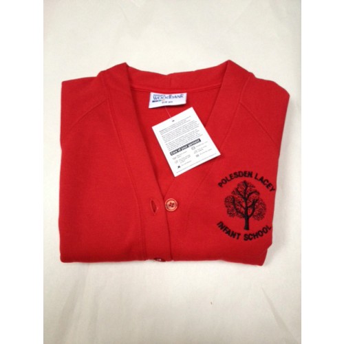 A Girls EMBROIDERED LOGO Red Sweat Cardigan