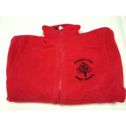 Red EMBROIDERED LOGO Fleece Jacket