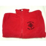 Red EMBROIDERED LOGO Fleece Jacket