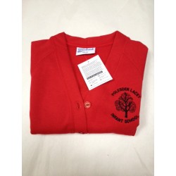 A Girls EMBROIDERED LOGO Red Sweat Cardigan