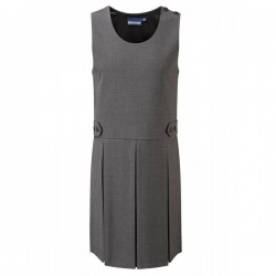 Pinafore Dress - Grey, Button Style